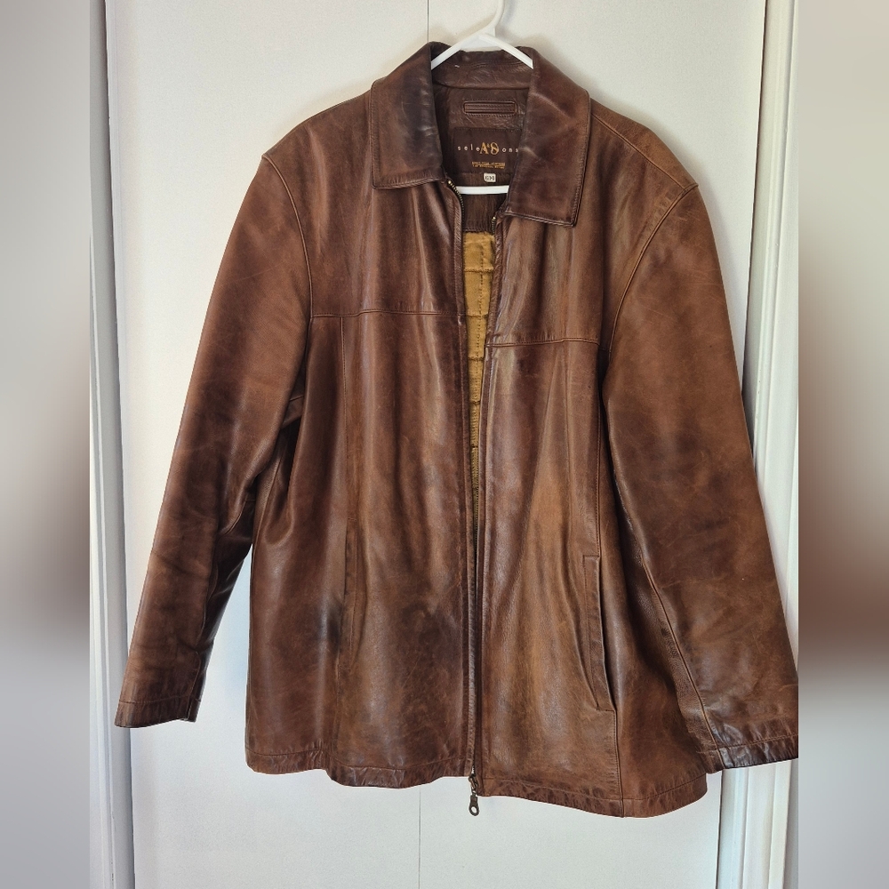 EUC Genuine Leather Jacket Brown Mens M